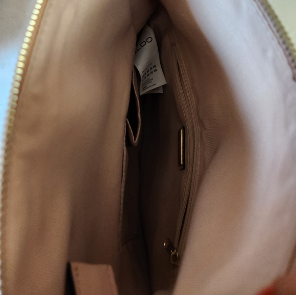 Aldo clutch/ crossbody purse (pink with silver and black beads) - Picture 4 of 5